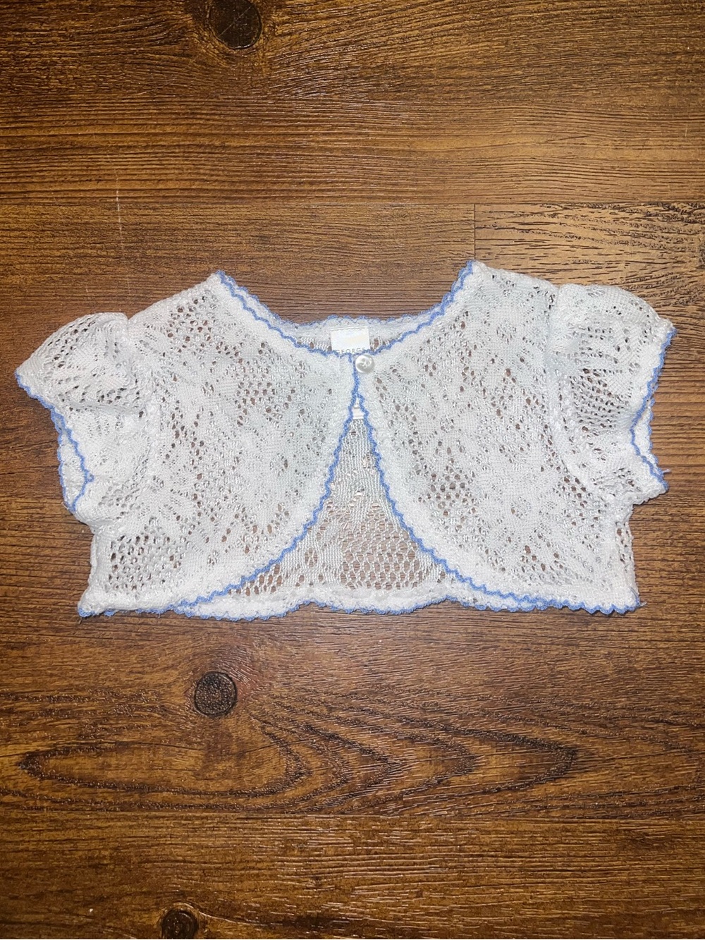 White Open Knit Lace Crochet Bolero Shrug Sweater Scalloped Cardigan Size 3T